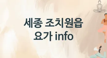 세종 조치원읍 요가 추천 2, 회비, 업소안내